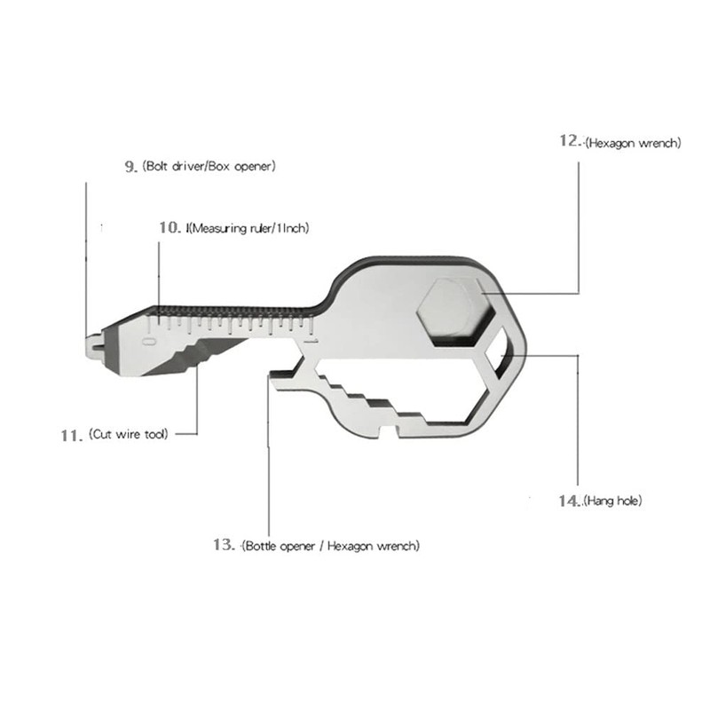 BDHI 1pc 24 in 1 Multi-Tool Key Stainless Steel Portable