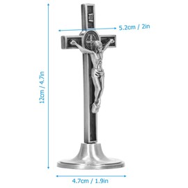 QUEAMBLER Zinc Alloy Catholic Cross Wall Art Plaque with Removable Base