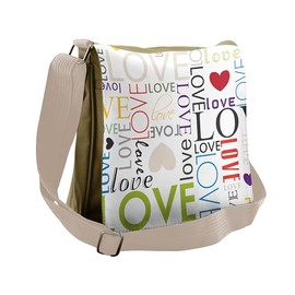 Lunarable Love Messenger Bag, Heart Shape Colorful Pattern, Unisex Cross-body
