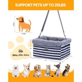 MARSLABO Dog Car Seats for Small Dogs, Upgrade Dog Booster Seat with Metal Frame Construction with Double-Layer Oxford, Perfect for Small Pets up to 20lbs