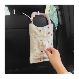 CGEAMDY Plush Car Tissue Holder, Car Hanging Tissue Holder, Car Seat Tissue Holder, Creative Colourful Dot Car Tissue Holder, Automotive Industry Interior Accessories Decoration