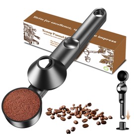 Coffee Scoop with Funnel for Ground Coffee, Protein Powder & Tea, for Reusable K-Cup Refiller, 2TBSP Mess-Free, Funnel Design Prevents Spills (Black, 1-Pack)