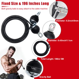 Anglekai 275In Home Gym Replacement Cable, Fix Fitness Pulley Cable with 2 Gravity Ball 5mm Gym Pulley Cable for Exercise Machine Cable Replacement (275in)