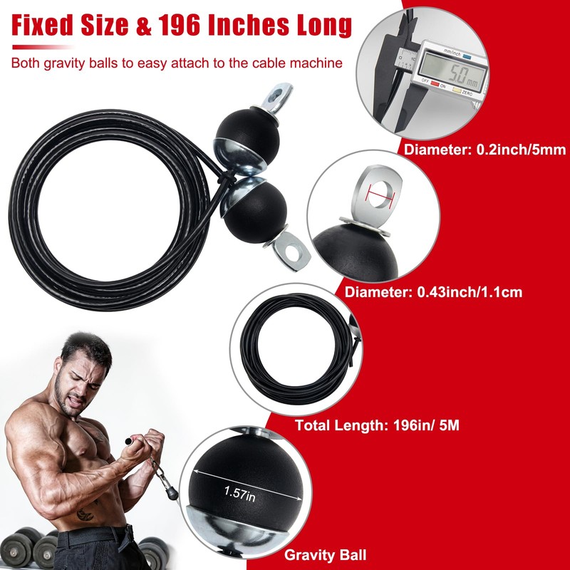 Anglekai 275In Home Gym Replacement Cable, Fix Fitness Pulley Cable