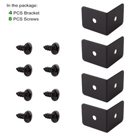 Keenkee 4 Set 2 x 2 x 1.5 Inch Metal Corner Protectors for Furniture, Decorative Corner Brackets Black for Wood, Boxes, Farmhouse, Barn Door, Wood Frame, Trunk, Table, Desk