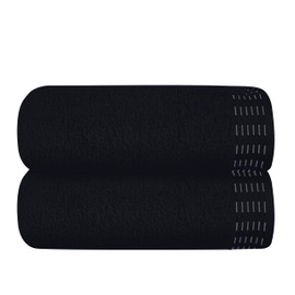 MALLONI HOME Cotton 2 Pack Oversized Bath Towel Set 28x55 inches, Large Bath Towels, Ultra Absorbant Compact Quickdry & Lightweight Towel, Ideal for Gym Travel Camp Pool - Black