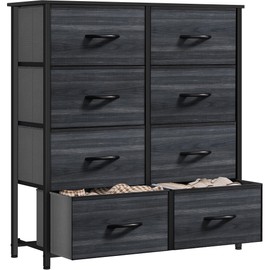 GOOBED Dresser with 8 Drawers - Fabric Storage Tower, Organizer Unit for Hallway, Closets - Sturdy Steel Frame, Wooden Top & Easy Pull Fabric Bins