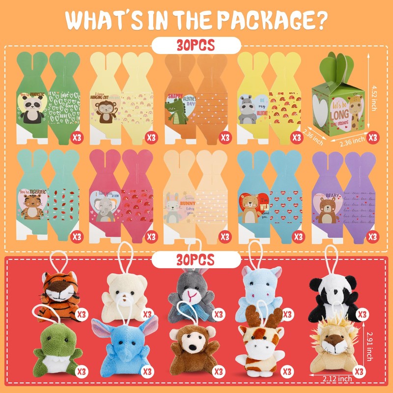 ATFUNSHOP Valentines Day Gifts for Kids with Animal Plush Toys