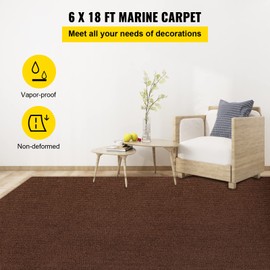 Happybuy 6 ft x 13 ft Deep Brown Marine Carpet for Boats Waterproof - 0.18" Thick Indoor Outdoor Rug Carpet Roll for Home Patio Porch Deck