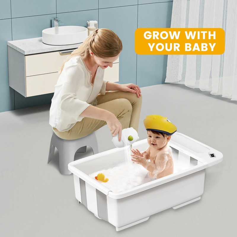 SRGAFIX Collapsible Baby Bathtub with Smart Temperature Display & Bath
