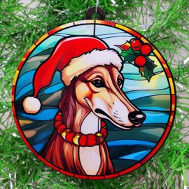 Generic Greyhound Santa Ornament