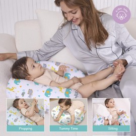 Little Grape Land Nursing Pillow for Infants, Breastfeeding Pillows, Baby Support Pillow for Nursing, Bottle Feeding, Tummy Time with Machine Washable Cover & Breathable Filling (Woodland Animals)