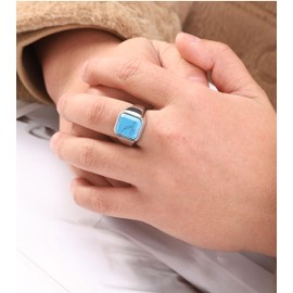 MYNENEY 14K Gold/Silver/Black Plated Square Signet Ring Anillos De Hombre Statement Classical Wedding Rings Band for Men