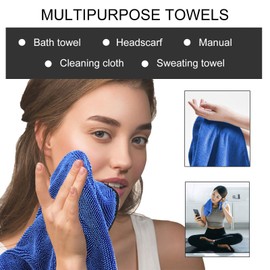 TOWEBOORY Shiny Bath XXL Drying Towel,Fast Drying Shower Towels,Microfiber Towels for Cars, Car Drying Towel Extra Large, Bath Towels for Bathroom,Car Home Office Cleaning (Blue)