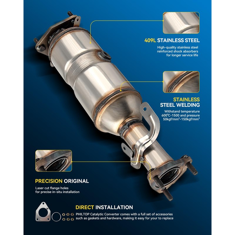 PHILTOP Rear Catalytic Converter Kit Direct-Fit Compatible with Honda Accord