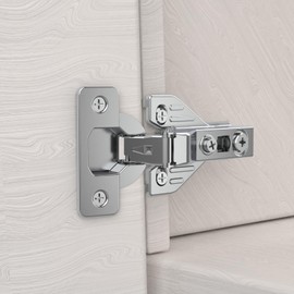 Chibery 50 Pack Half Overlay 3D Soft Close Concealed Hinge for Face Frame Door ＆ Frameless Door, Clip-on Plate, Self Closing Hidden Satin Nickel, 105° Open Angle Concealed Stainless Steel Hinges