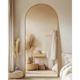 LadyNow Floor Mirror, 71"×32" Full Length Mirror with Stand for Bedroom Living Room, Gold