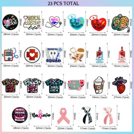 AllGemDiy Cute Nurse Silicone Focal Beads for Pens Characters SCRUB Life Focal Beads Silicone Charms Keychain Making Kit Assorted Silicone Shaped Beads for Beaded Pen(23PCS)