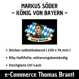 Generisch Markus Söder Merch Sticker 5x Sticker King Bayern Fan Item