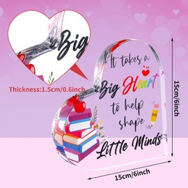 Teacher Appreciation Day Gift for Women Teacher Birthday Gift from Student Paperweight Keepsake Thank You Teacher Gift for Back to School First Day of School (6 x 6.3 x 0.6 in, Big Heart)