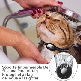 3 Pzs Airtag Collar para Gato Perro, Airtag Cat collar Holder, Collar para Gato con Airtag, GPS Cat Collar, Collar Reflectante con Timbre y Hebilla de Liberación de Seguridad, Negro, Rosa, Azul