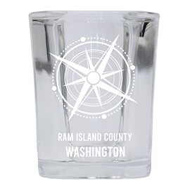 R and R Imports Ram Island County Washington Beach Souvenir 2 oz Square Base Shot Glass 4 Pack