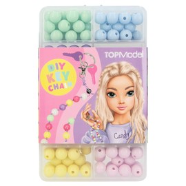 Depesche TOPModel 13161 DIY Key Ring Set, Beads in 8 Colours, Includes Ribbons, Key Rings and Much More, for Creative Design of Pendants