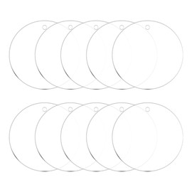 MECCANIXITY Acrylic Keychain Blanks, 2 Inch Round Clear Disc Ornaments with Hole for DIY Keychain, Crafting Vinyl Projects, Tree Decoration, Transparent, Pack of 10
