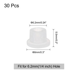 UXCELL 30pcs Heat Resistant Silicone Flush Type Fastener Hole Cover Plugs for 6.2mm (1/4 Inch) Hole, Round Snap Locking Tubing Plugs for Furniture Cabinet, White