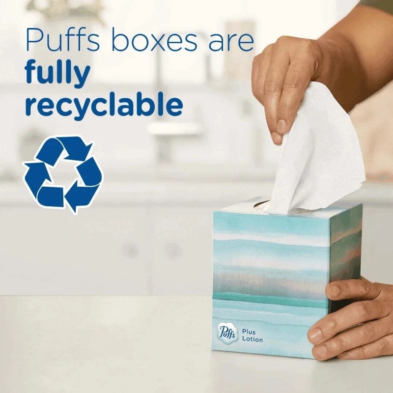 Puffs Plus Lotion Facial Tissue, 6 Family Size Boxes, 124