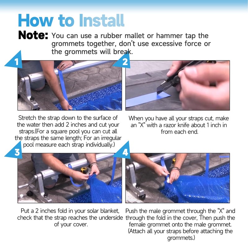 ANTOBLE Pool Cover Straps and Clips, Universal Solar Cover Reel