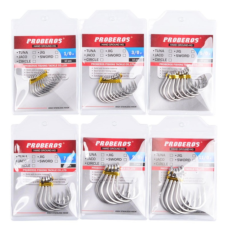 Proberos Fishing Hooks Extra Strong Stainless High Carbon Steel Jigging