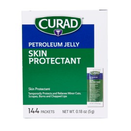 Curad Petroleum Jelly Skin Protectant, 5-g Foil Packet, 0.18-oz, 144 Count (Pack of 6)