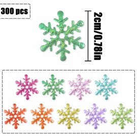 NILLOS Snowflake Sequin, 300 PCS Colorful Snowflake Confetti for Christmas Party, Gift Box Fillers, Decorations (2 cm/0.78 in)