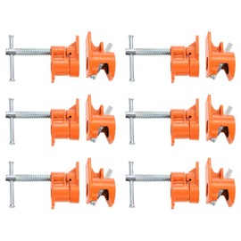 HARFINGTON 6Pcs Clamp Fixture 1/2" Black Pipe Steel Clamps Wood Gluing Pipe Clamp Set Cast Iron Woodworking Tool for Gluing and Drilling