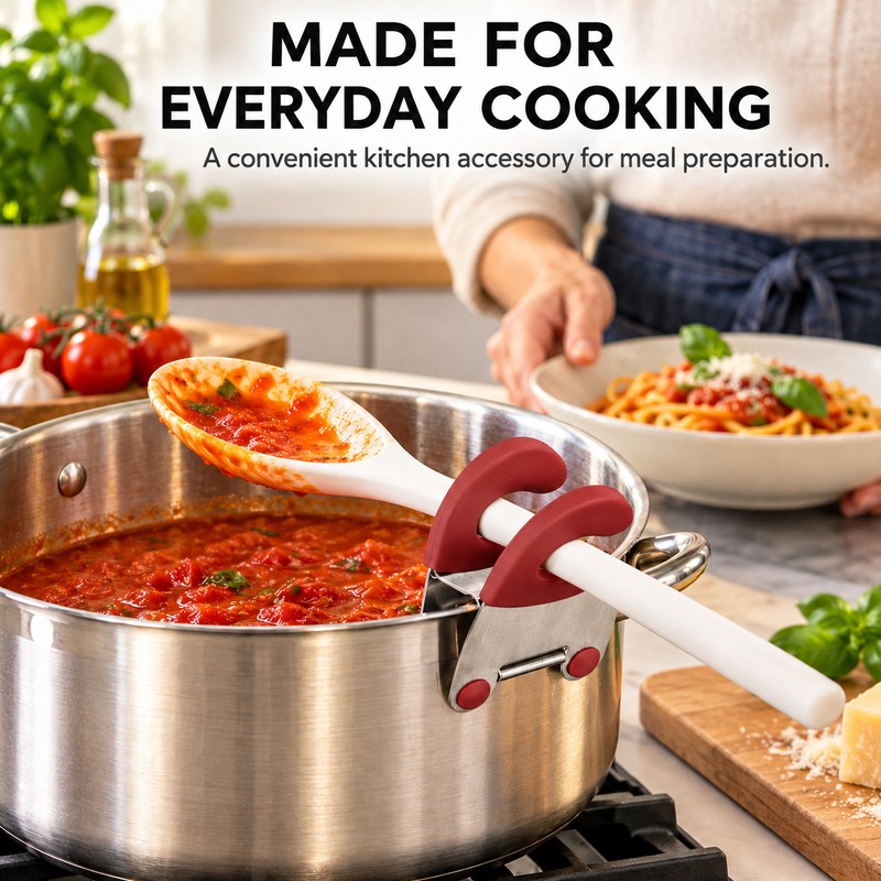 Pot Spoon Holder Clips for Cooking Utensils – 2-Pack Stainless