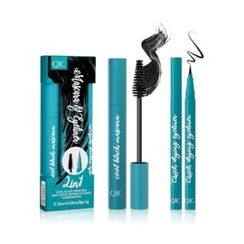 New Thrive Mascara Liquid Lash Extensions & Eyeliner Set, Black Volume and Length Mascara Waterproof Smooth Eyeliner, Smudge-proof Natural No Clumping Smudging Lasting All Day