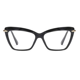 Womens Cat Eye Reading Glasses Fashion Crystal Eyewear Frame (Black, 2.25)