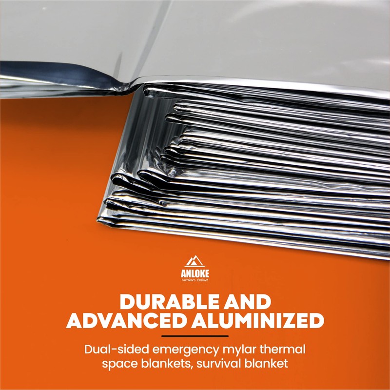 ANLOKE Emergency Blankets Mylar Thermal Blanket-(50 Pack) of Gigantic Space