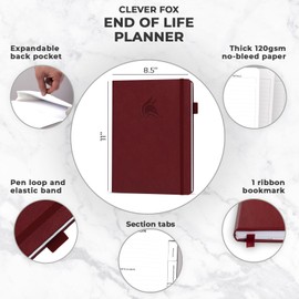 Clever Fox Large End of Life Planner – Guided Final Arrangements Organizer Notebook for Instructions, Beneficiary Info, Will Preparation, Last Wishes & Funeral Planning – 8.5" x 11" (Burgundy)
