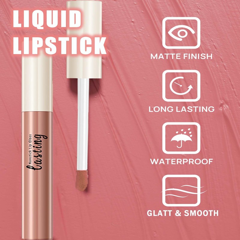 Clawrex Flüssiger Matte Lipgloss, Liquid Lipstick, Lippenstift 24 Stunden Halt,