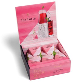 Tea Forte Tea Over Ice Blueberry Merlot Premium Organic Caffeine-Free Herbal Iced Tea Blend, 5 Count Individually Wrapped Handcrafted Pyramid Infuser Tea Bags, Each Steeps 24 oz.