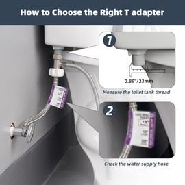 Bidet T Adapter, T Valve Adapter for Bidet (7/8" x 7/8" x 1/2"), Tee Connector Bidet Attachment for Toilet