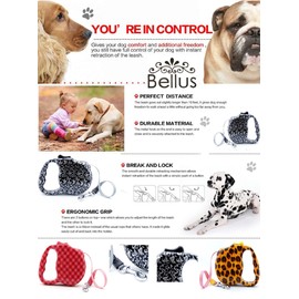 Bellus 10FT Retractable Dog Leash Animal Print Great for Small Dogs to 30lbs