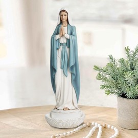 ShineOnAngel Our Lady of Grace Statue, 11 Inch Virgin Mary Rosary Holder Catholic Home Decor, Hand Painted Blessed Mother Statues Religious Gifts for Women
