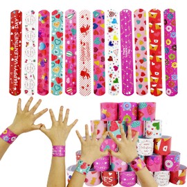 DimiGlobal Valentine Slap Bracelets for Kids Valentines Day Slap Bracelets Bulk for Boys and Girls Holiday Slap Bracelet Party Favors Supplies Classroom Prizes Exchanging Gifts (24)