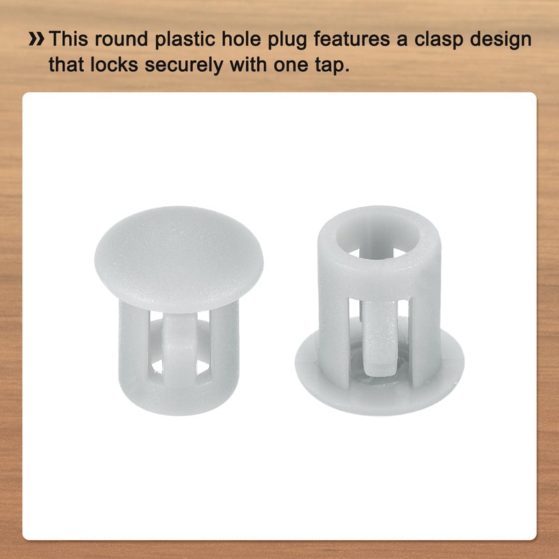 Sourcing Map 32PCS 6mm(1/4") Light Gray Plastic Hole Plugs, Flush