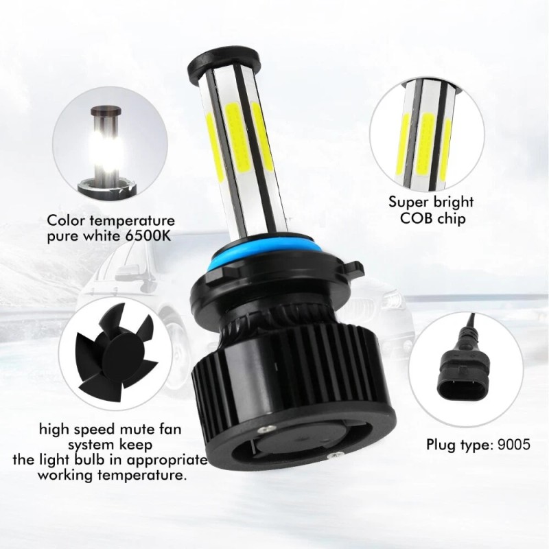IRONWALLS 6-sides 9005 HB3 LED Headlight Bulbs Kit High Beam