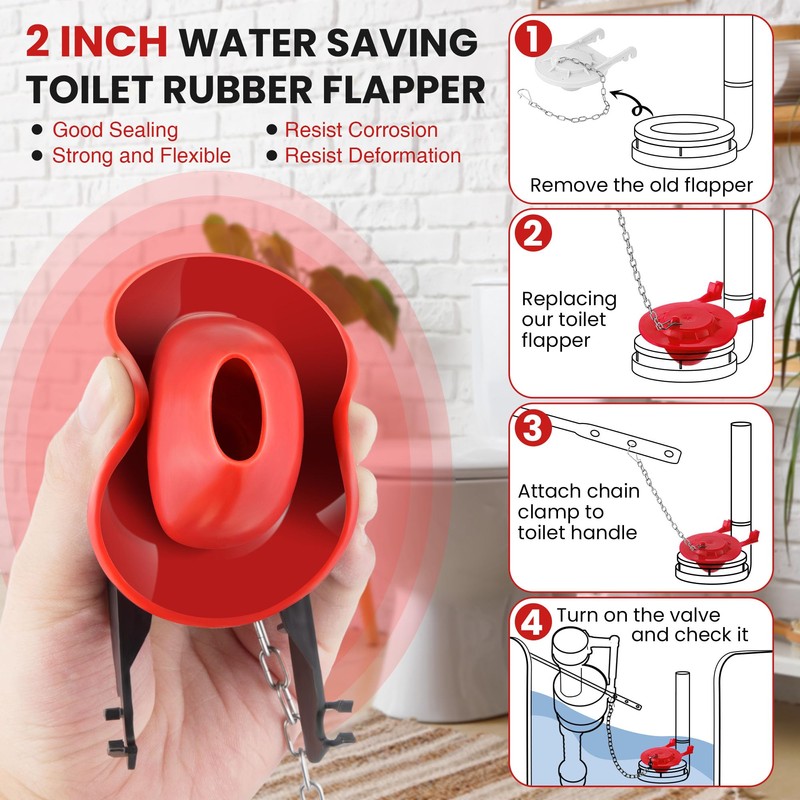 Saillong Universal Toilet Flusher Replacement Kit, Fill Valve, 2-Inch Flapper,