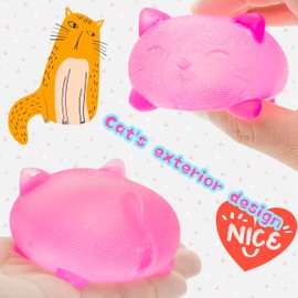 Zuvooi Stress Cat Toy, Gel Filled Squishy Toys for Kids Stress Relief - High Density Squeeze Balls for Students Calming, Fidgets for Classroom Prize